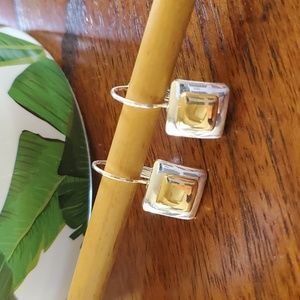 Silver & Gold Tone Drop Earrings